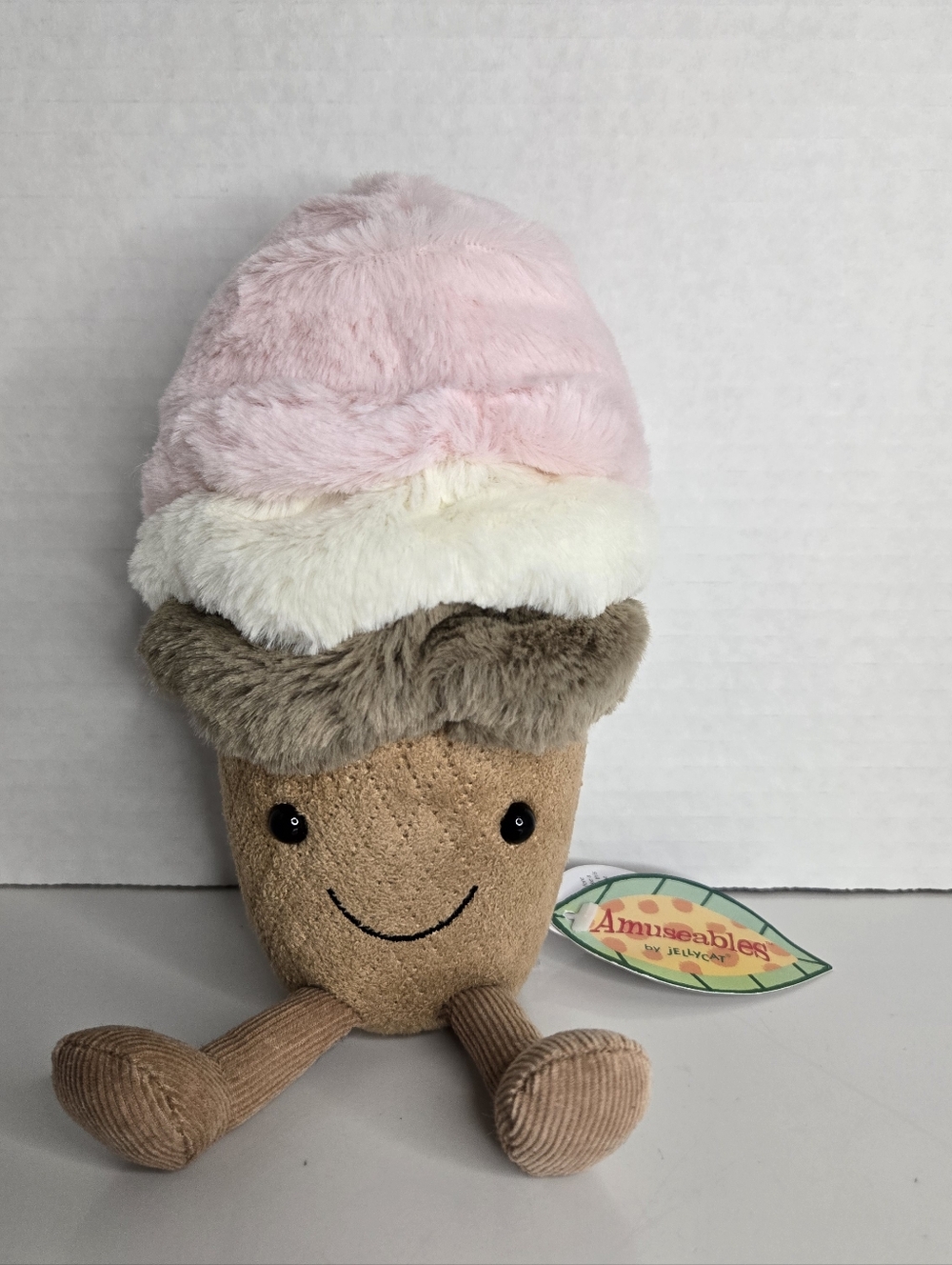 Jellycat Amuseables Neapolitan Ice Cream Cone Small Plush Stuffed Animal Tags